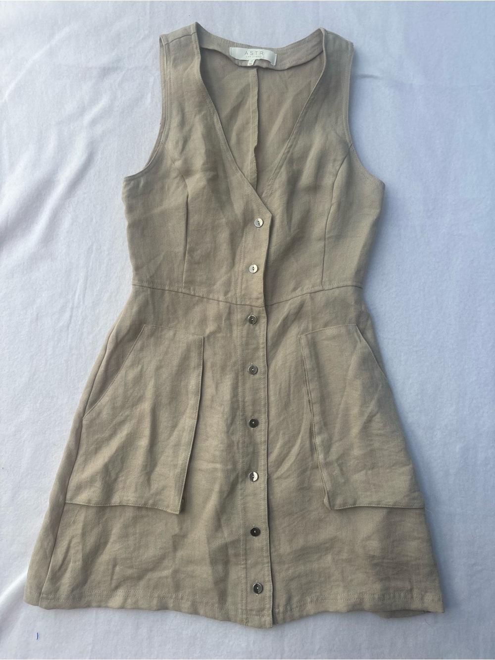 ASTR Olive-Beige Button Front Mini Dress